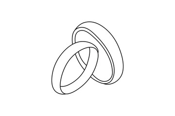 Simple wedding ring one line art minimal outline vector design
