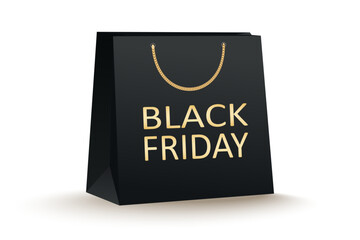 Black Friday bag. Black bag with golden lettering 