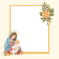 frame with a girl and flowers