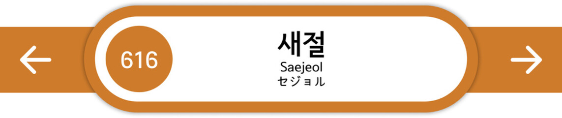 Illustration of Korean subway station names written in Korean, English and Japanese