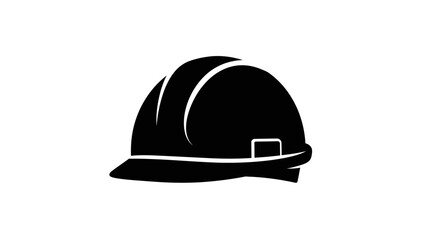 Black silhouette of a hard hat a symbol of construction safety and worker protection on a white background