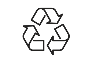 Green recycle symbol with arrows forming a circle on a clean white background