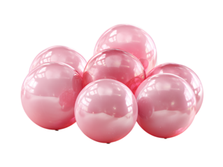 Cluster of Pink Balloons Resting on Floor, Front View, Isolated on Transparent Background.png