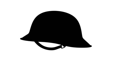 Silhouette of a traditional british police helmet also known as a custodian helmet on a white background