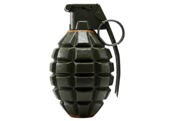 Military Hand Grenade: Close-up View isolated on transparent background