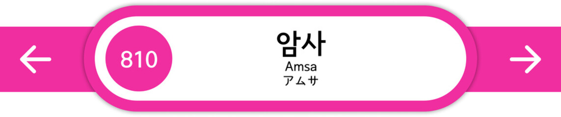 Illustration of Korean subway station names written in Korean, English and Japanese
