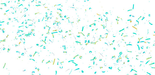 Celebrate with this festive image of teal and gold confetti falling on a white background. Perfect for party invitations, celebrations, and mor © vegefox.com