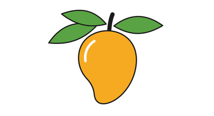 Vibrant yellow mango fruit with green leaves on a white background a simple and fresh illustration