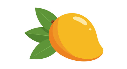 Vibrant ripe mango fruit with green leaves isolated on a white background a healthy tropical food illustration