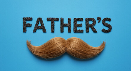 Celebrate Father's Day with a playful mustache and bold text on a vibrant blue background