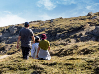 Tourists at the Bucegi mountains plateau, Romania, at 2,216 metres