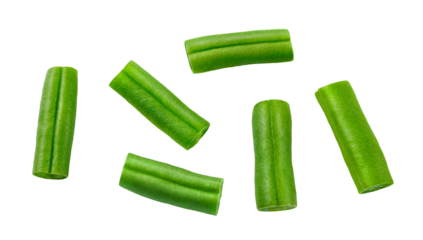 Green bean chopped isolated on transparent background