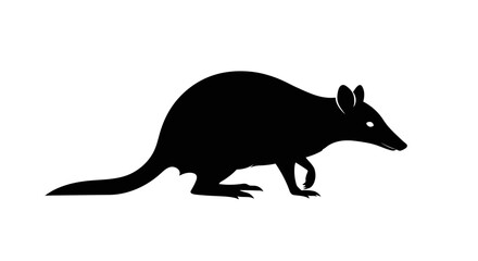 Silhouette of an australian bilby standing on a white background with its distinctive long ears and pointed snout