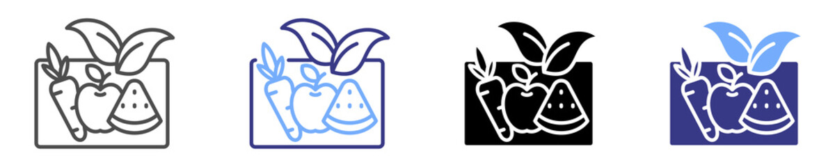 fresh food icon set multiple style