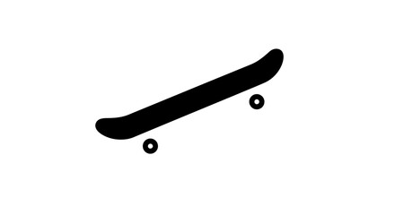 Simple black silhouette of a skateboard with wheels on a clean white background