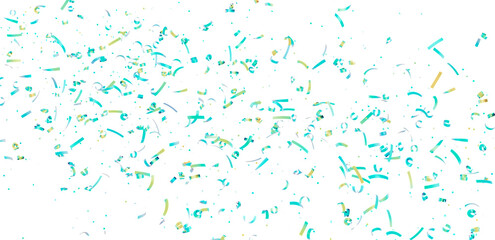 Festive background with teal and gold confetti falling on white. Perfect for celebrations, parties, and events.