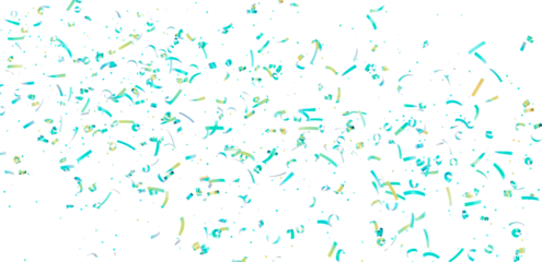 Festive background with teal and gold confetti falling on white. Perfect for celebrations, parties, and events.