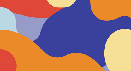 Abstract organic shapes and fluid forms in a vibrant and playful color palette creating a modern background