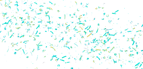 Festive background with teal and gold confetti falling on white. Perfect for celebrations, parties, and events.