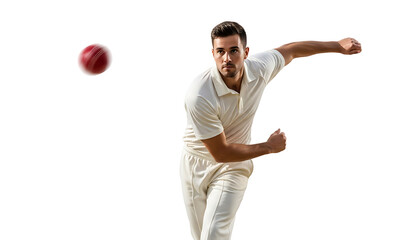 Cricket Bowler in Action, A dynamic image capturing a cricket bowler in full action, poised to deliver a fast ball with precision and skill, showcasing the essence of competitive sport.