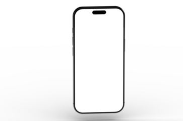 High-quality image of a modern smartphone with a blank screen, perfect for app presentations or website mockups.  Download now!