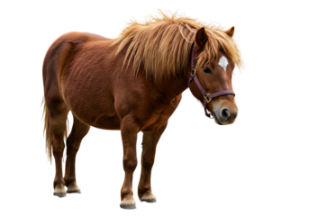 Chestnut Pony on White Background: A Versatile Equestrian Photograph isolated on transparent background