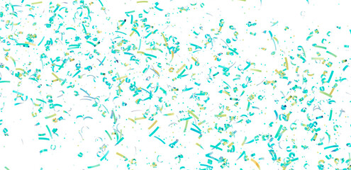 Colorful confetti falling on white background. Perfect for celebrations, parties, and festive designs.