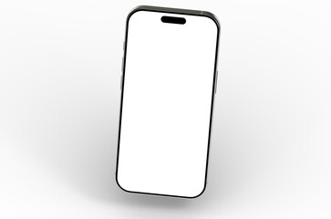 High-quality photo of a modern smartphone with a blank screen, perfect for app presentations or website mockups.  Isolated on white background.