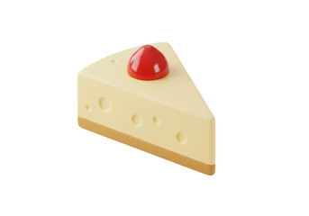 Isolated Piece of Cartoon Cheesecake with Topping, Dessert Slice Sweetness Delicious Treat