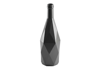 Isolated polygonal bottle in gray with geometric design for creative projects and packaging