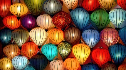 Colorful lantern display cultural festival photography vibrant atmosphere close-up view celebrating tradition