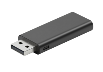 Isolated Small Gray USB Flash Drive Computer Data Port Storage Device on Plain Backdrop