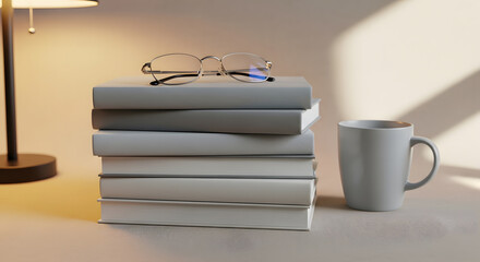 Book Stack & Glasses