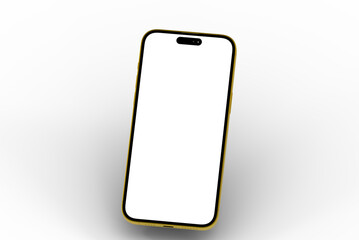 High-quality image of a gold smartphone with a blank screen, perfect for app presentations or website mockups. Download now!