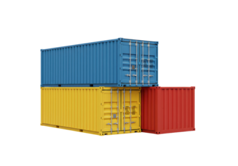 Isolated stacked shipping containers show global trade and logistics, color cargo boxes
