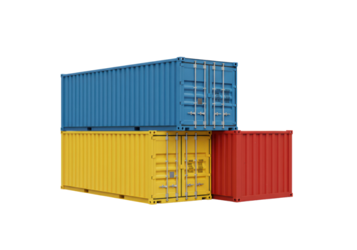 Isolated stacked shipping containers show global trade and logistics, color cargo boxes
