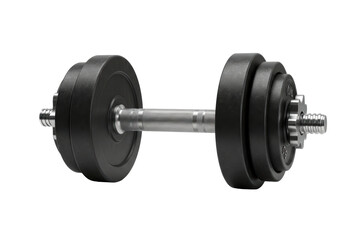 Isolated dumbbell with black weight plates fitness and strength training equipment for gym