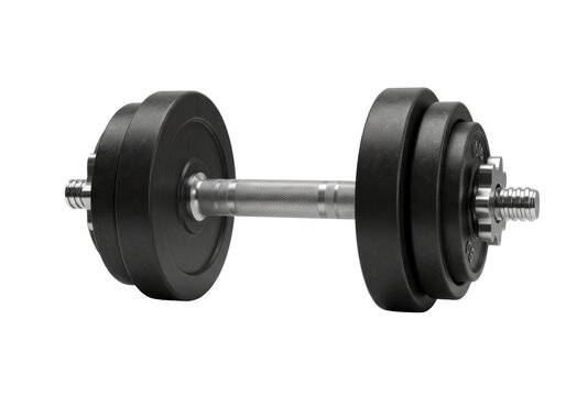 Isolated dumbbell with black weight plates fitness and strength training equipment for gym