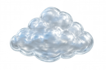 Transparent glass cloud hovering, representing digital connectivity, data storage, ethereal network infrastructure on minimalist backdrop