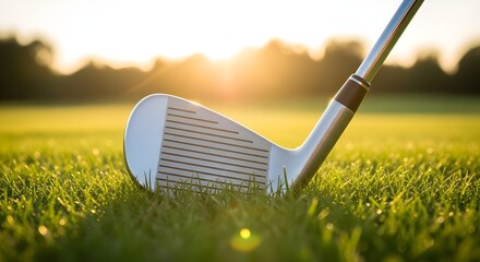 Close Up Shot of a Golf Club Ready to Swing on a Sunny Green Course