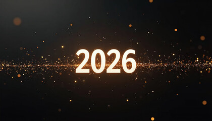 Year 2026 with Golden Particles