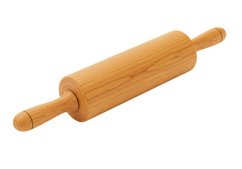 Isolated Wooden Rolling Pin for Baking Dough and Pastry Making Utensil Tool Accessory