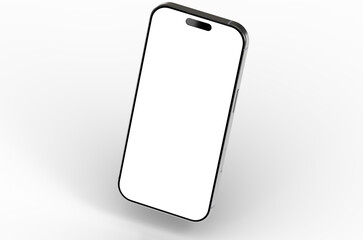 High-quality image of a modern smartphone with a blank screen, perfect for app presentations or website mockups.  Clean, minimalist design.
