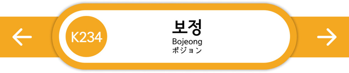 Illustration of Korean subway station names written in Korean, English and Japanese