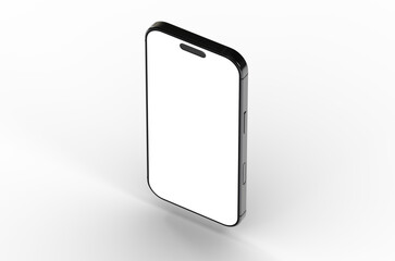 High-quality photo of a black smartphone with a blank screen. Perfect for app presentations or website mockups.