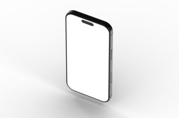 High-quality image of a black smartphone with a blank screen, perfect for app presentations or website mockups.  Download now!