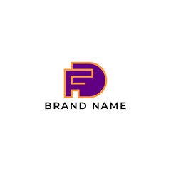 Obraz premium ILLUSTRATION LETTER FD GEOMETRIC LINE LOGO ICON PURPLE ORANGE COLOR TEMPLATE SIMPLE MINIMALIST ELEMENT DESIGN SIMPLE VECTOR GOOD FOR APPS, BRAND 