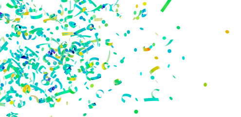 High-quality image of colorful confetti falling on a white background, perfect for celebrations and festive designs.