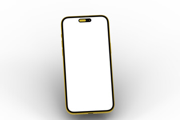 High-quality image of a gold smartphone with a blank screen, perfect for app presentations or website mockups.  Download now!