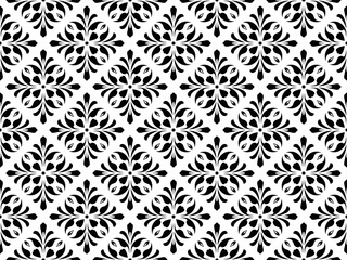 Flower geometric pattern. Seamless vector background. White and black ornament.